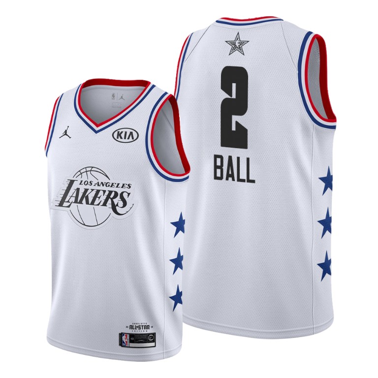 Men's Los Angeles Lakers Lonzo Ball #2 NBA 2019 Game Finished All-Star White Basketball Jersey UAR6683CC